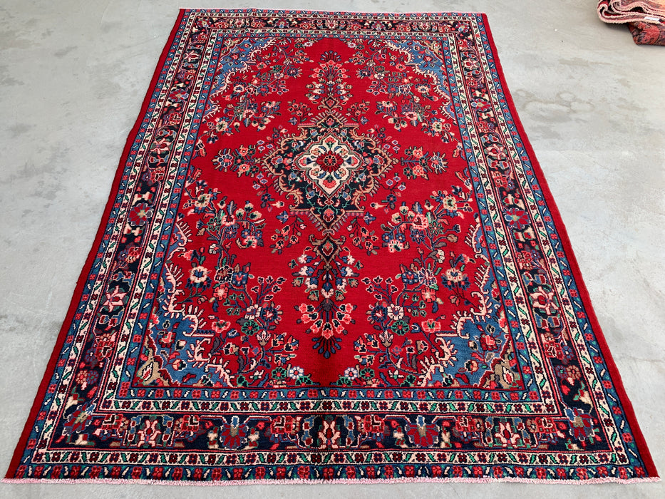 10'0 x 7'1 Hand-Knotted Persian Wool Rug - Red Floral Medallion Persian Style Rug - KBHM-989
