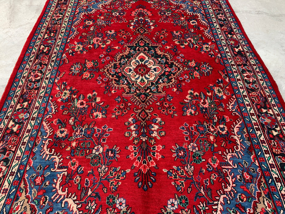 10'0 x 7'1 Hand-Knotted Persian Wool Rug - Red Floral Medallion Persian Style Rug - KBHM-989