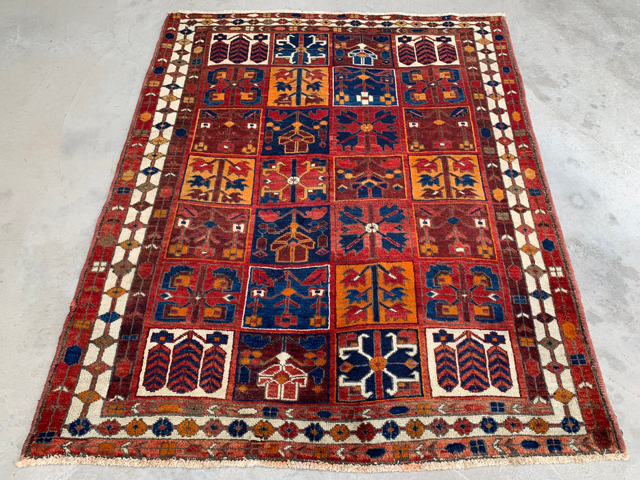 6'3 x 5'1 handgeknoopt Perzisch wollen tapijt - Veelkleurig geometrisch patchworkontwerp - KBHM-990
