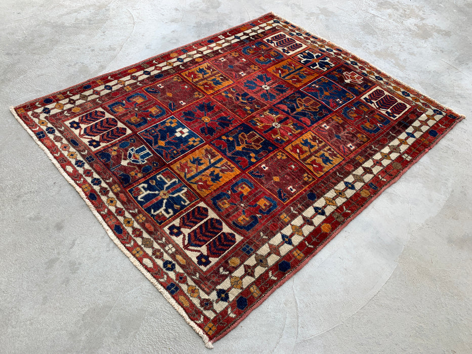6'3 x 5'1 handgeknoopt Perzisch wollen tapijt - Veelkleurig geometrisch patchworkontwerp - KBHM-990