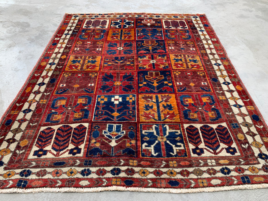 6'3 x 5'1 handgeknoopt Perzisch wollen tapijt - Veelkleurig geometrisch patchworkontwerp - KBHM-990