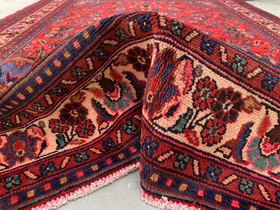 9'10 x 7'1 handgeknoopt Perzisch wollen tapijt - Koraalkleurig floraal medaillonontwerp - KBHM-992