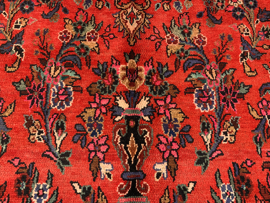 9'10 x 7'1 handgeknoopt Perzisch wollen tapijt - Koraalkleurig floraal medaillonontwerp - KBHM-992