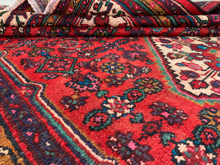 Handmade Persian Wool Area Rug 7x10 - Red Medallion Persian Style Rug - Exact Size 10'2" x 6'10" - KBHM-993