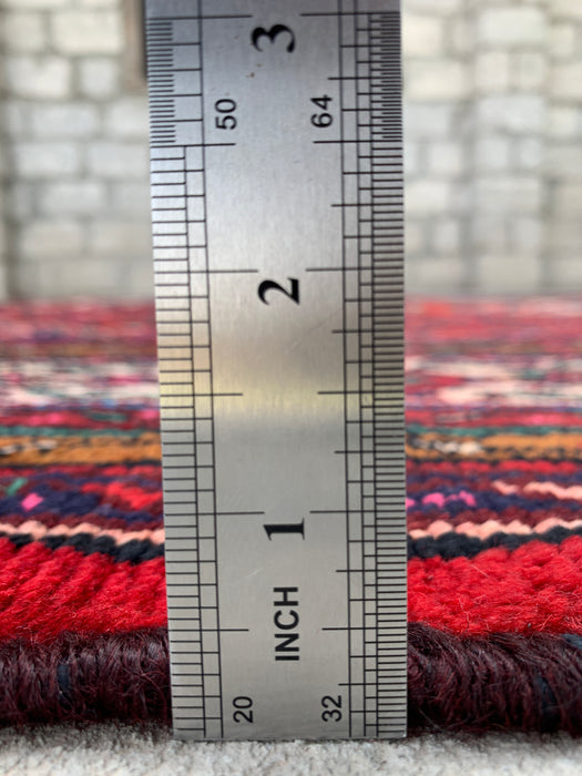 Handmade Persian Wool Area Rug 7x10 - Red Medallion Persian Style Rug - Exact Size 10'2" x 6'10" - KBHM-993