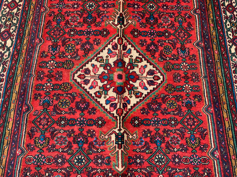 Handmade Persian Wool Area Rug 7x10 - Red Medallion Persian Style Rug - Exact Size 10'2" x 6'10" - KBHM-993