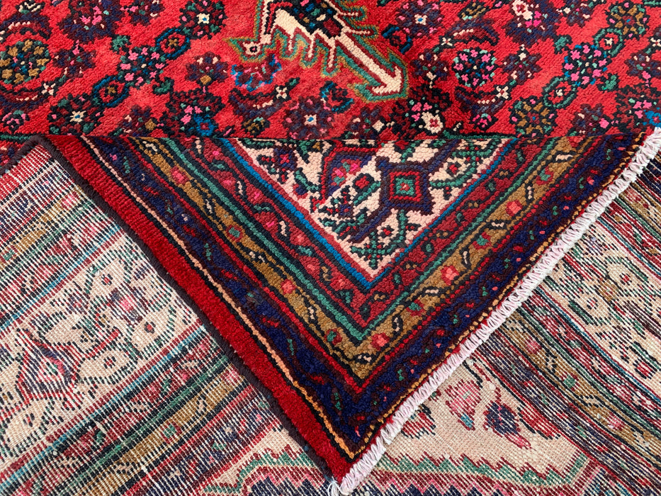 Handmade Persian Wool Area Rug 7x10 - Red Medallion Persian Style Rug - Exact Size 10'2" x 6'10" - KBHM-993