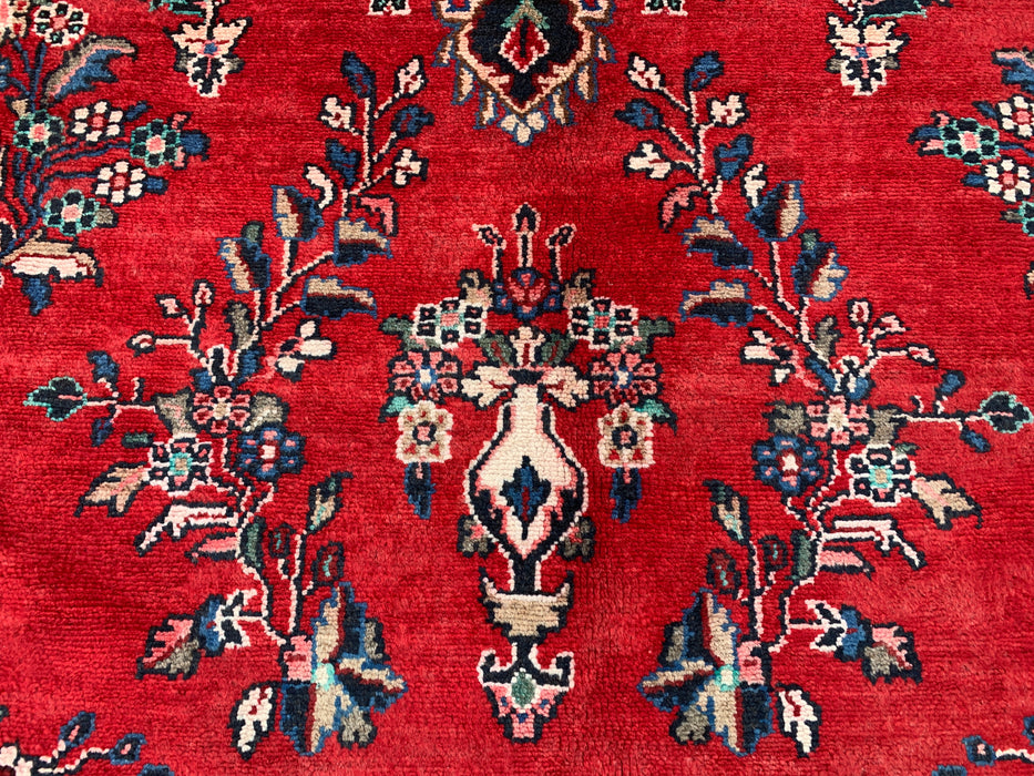 11'8 x 8'9 Handgeknoopt Perzisch wollen tapijt - Rood floraal medaillonontwerp - KBHM-994