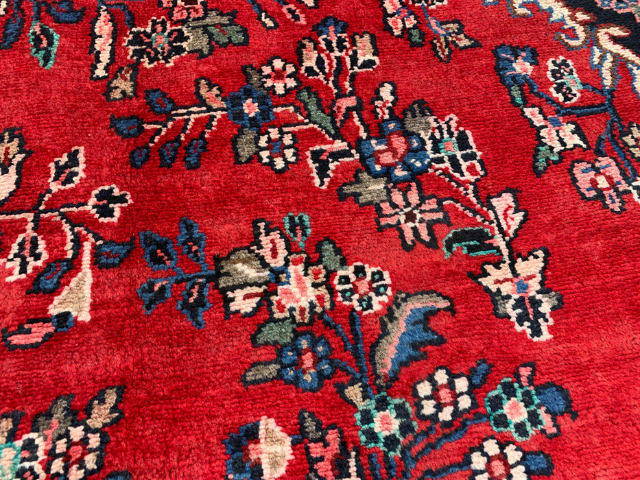 11'8 x 8'9 Handgeknoopt Perzisch wollen tapijt - Rood floraal medaillonontwerp - KBHM-994