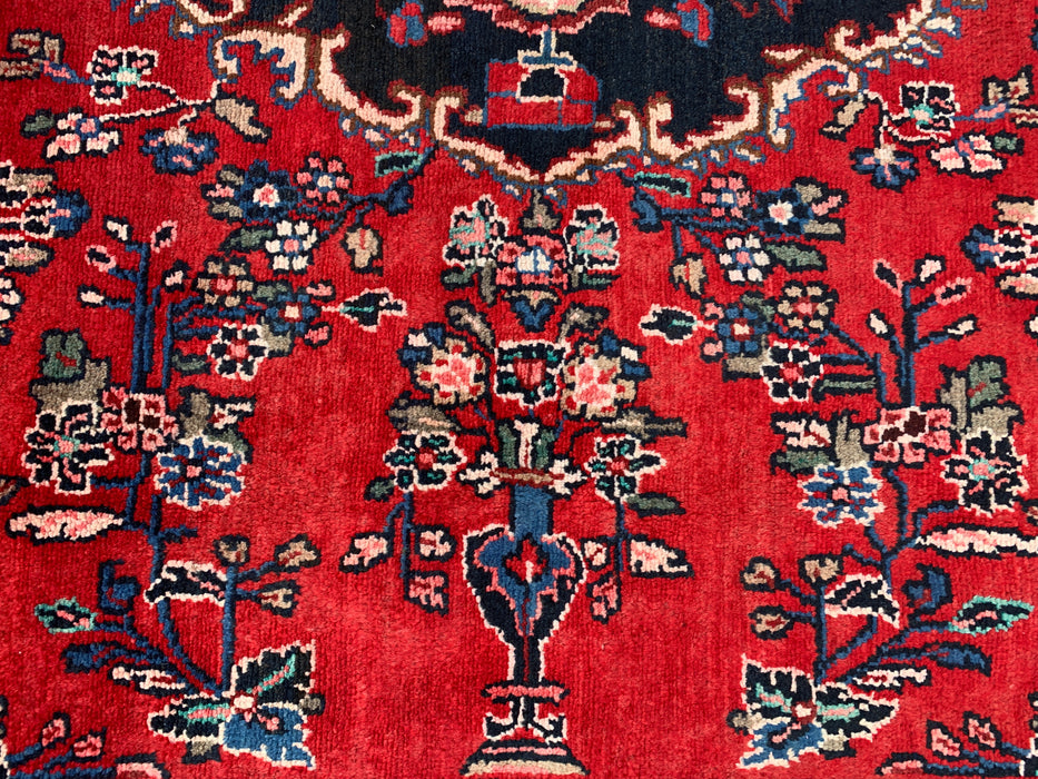 11'8 x 8'9 Handgeknoopt Perzisch wollen tapijt - Rood floraal medaillonontwerp - KBHM-994