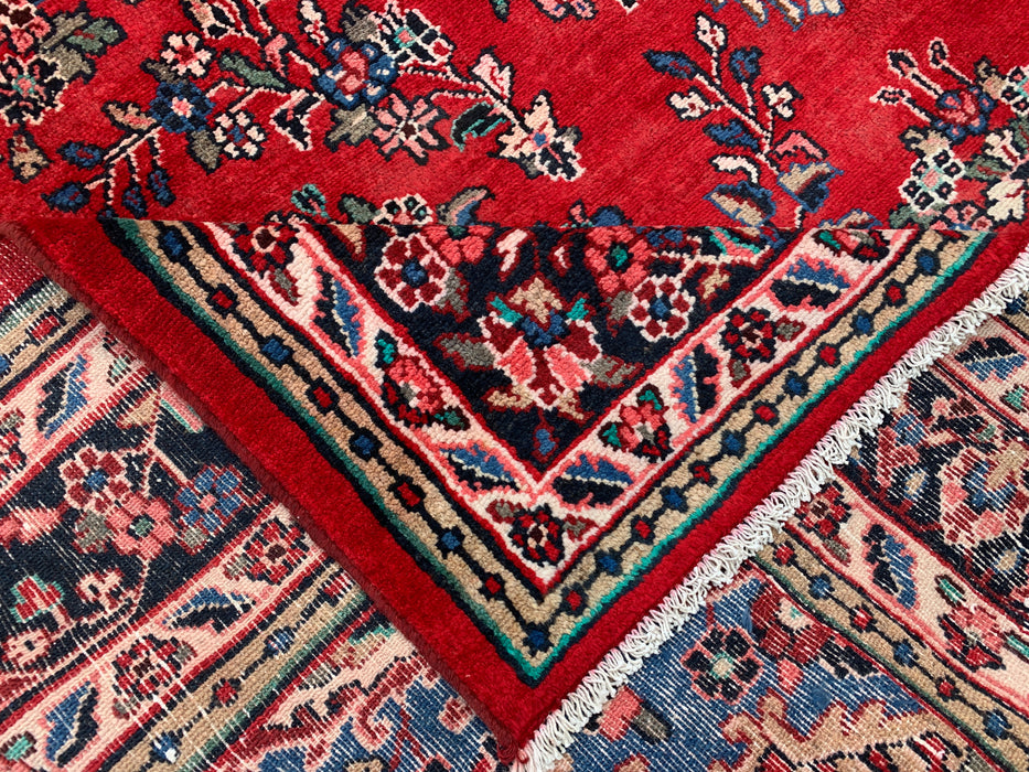 11'8 x 8'9 Handgeknoopt Perzisch wollen tapijt - Rood floraal medaillonontwerp - KBHM-994