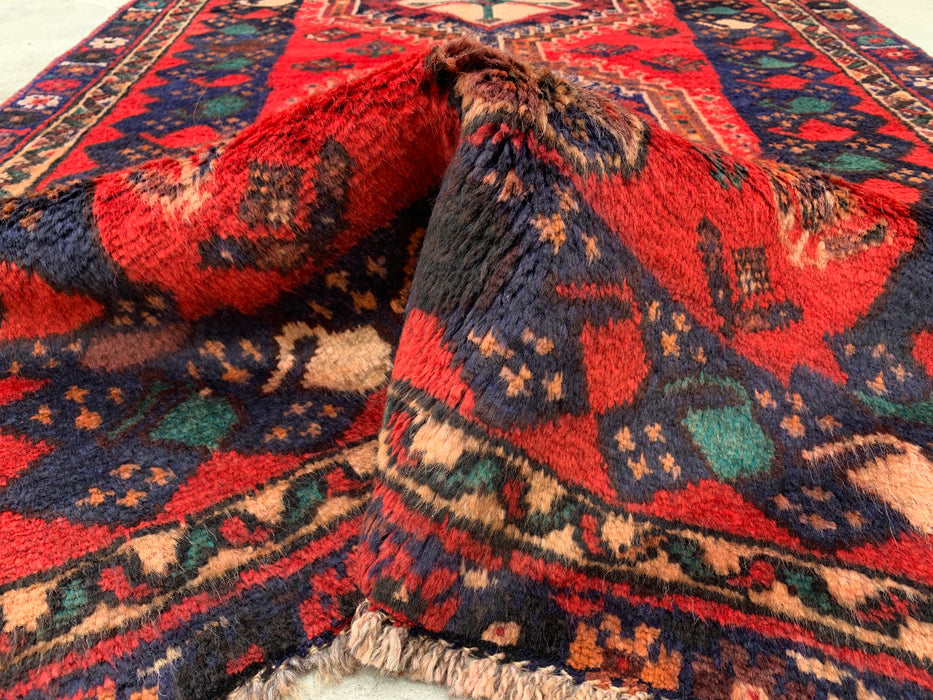 193 x 119 cm Handgeknoopt Perzisch wollen tapijt - Rood tribaal medaillonmotief - KBHM-996