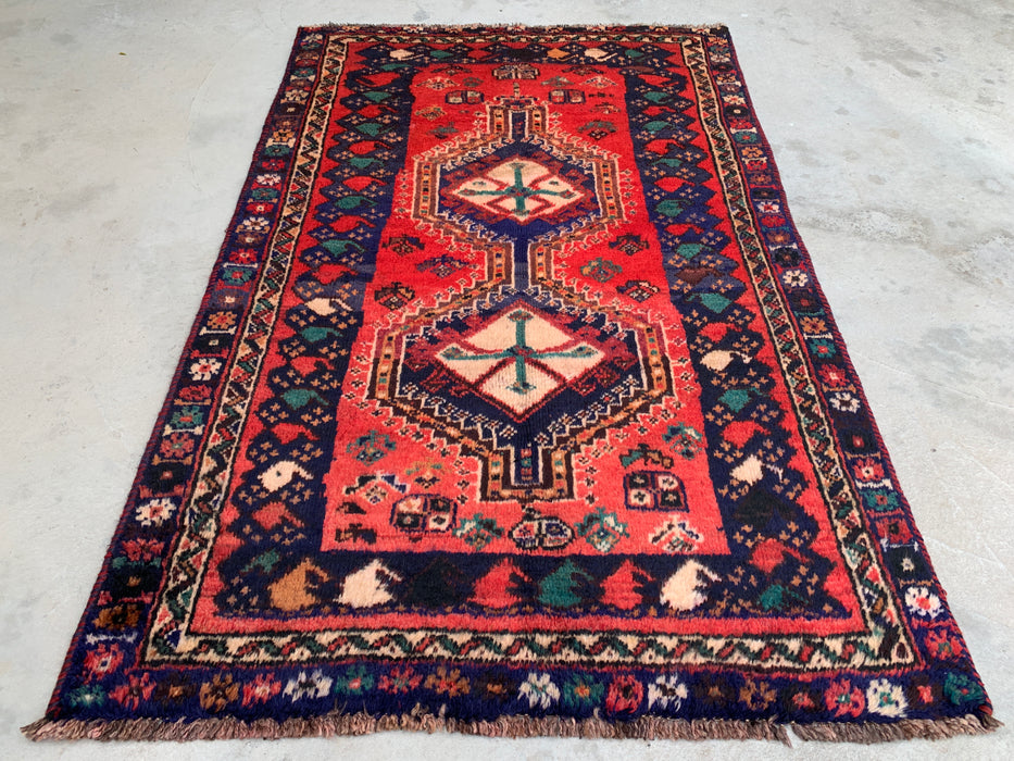 193 x 119 cm Handgeknoopt Perzisch wollen tapijt - Rood tribaal medaillonmotief - KBHM-996