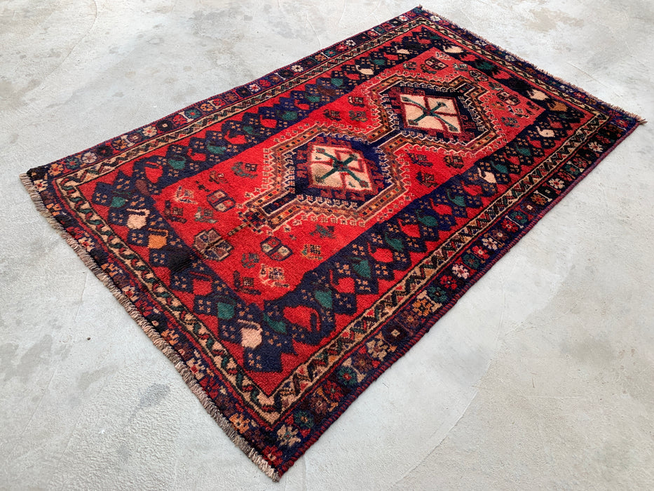 193 x 119 cm Handgeknoopt Perzisch wollen tapijt - Rood tribaal medaillonmotief - KBHM-996