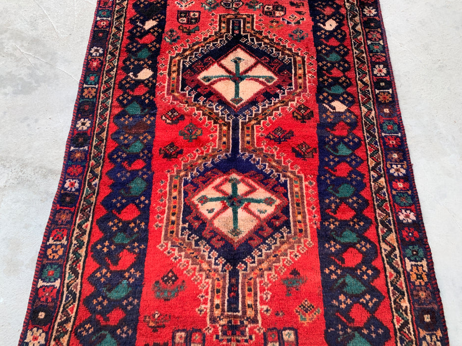 193 x 119 cm Handgeknoopt Perzisch wollen tapijt - Rood tribaal medaillonmotief - KBHM-996