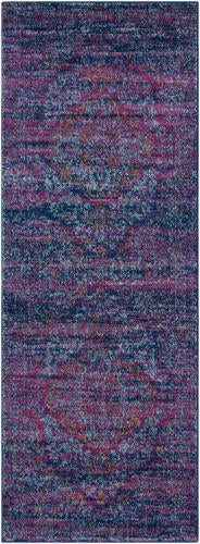 Livabliss Harput Machinaal Geweven Vloerkleed — Marineblauw / Pruim Vintage Look | HAP-1003