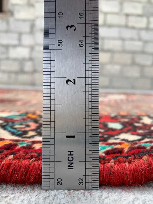 4'10 x 3'5 Handgeknoopt Perzisch wollen tapijt - Taupe geometrisch tribaal ontwerp - KBHM-997