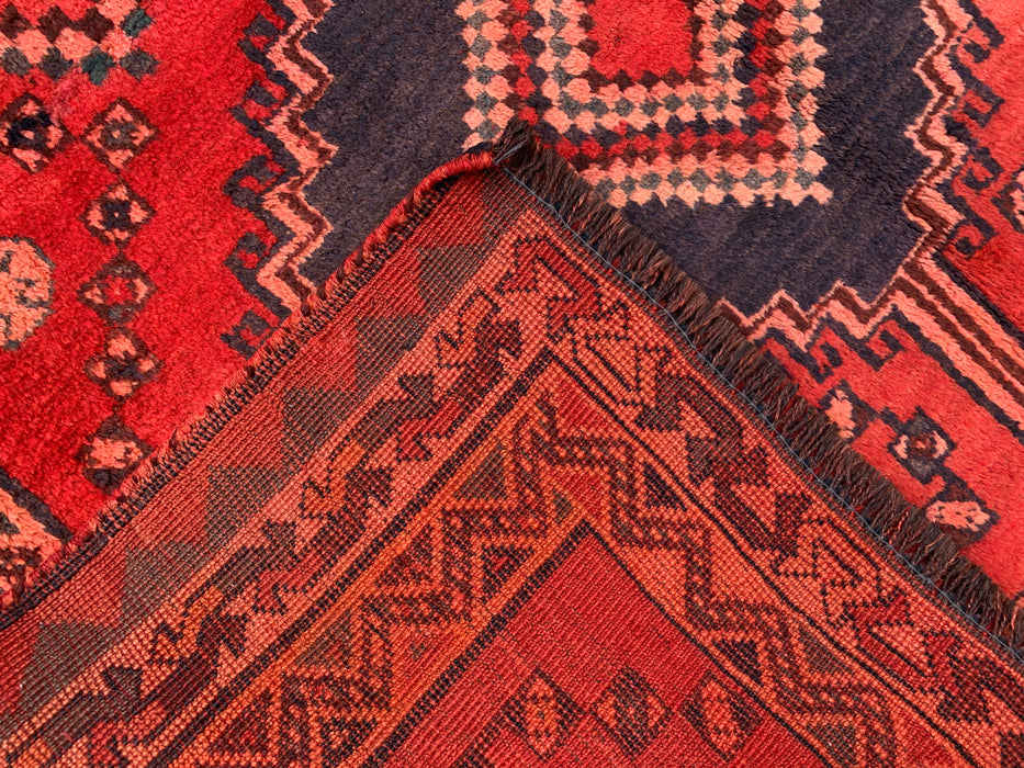 9'4 x 5'0 Handgeknoopt Perzisch wollen tapijt - Rood geometrisch tribaal medaillonontwerp - KBHM-998
