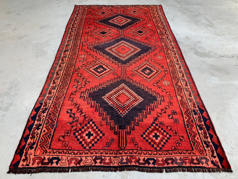 9'4 x 5'0 Handgeknoopt Perzisch wollen tapijt - Rood geometrisch tribaal medaillonontwerp - KBHM-998