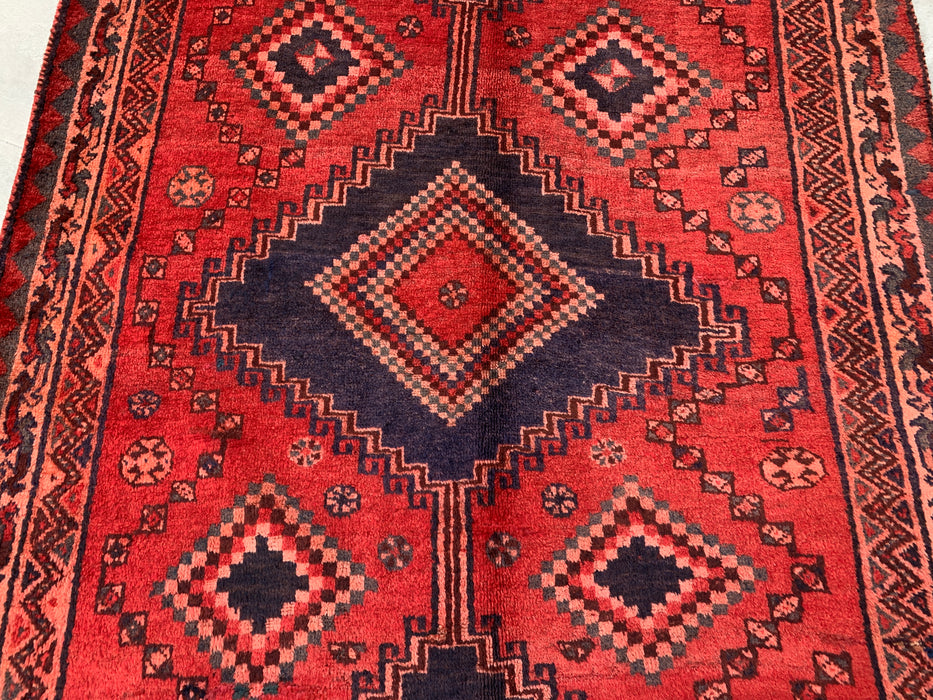 9'4 x 5'0 Handgeknoopt Perzisch wollen tapijt - Rood geometrisch tribaal medaillonontwerp - KBHM-998