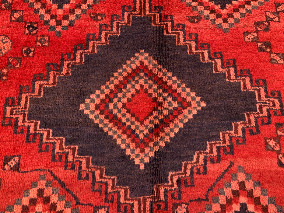 9'4 x 5'0 Handgeknoopt Perzisch wollen tapijt - Rood geometrisch tribaal medaillonontwerp - KBHM-998