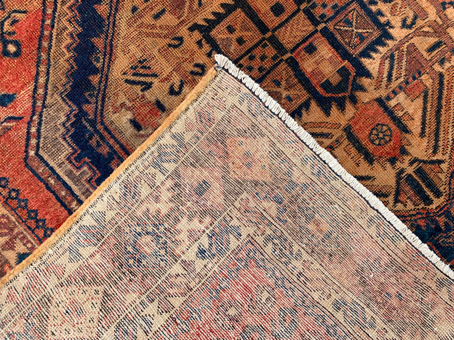 6'7 x 5'3 Handgeknoopt Perzisch wollen tapijt - Vervaagd perzikkleurig tribaal medaillondesign - KBHM-999