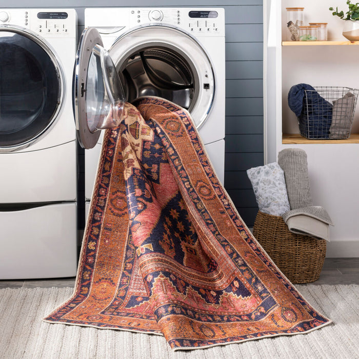 Amelie Machinewasbaar Vloerkleed — Roze / Roestoranje | AML-2347