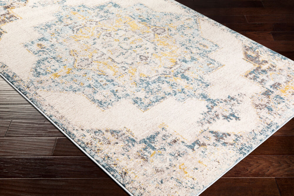 Ankara Machinaal Geweven Vloerkleed — Ivoor / Blauw | AKR-2309