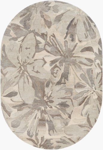 Athena handgemaakt wollen bloementapijt — Taupe | ATH-5150
