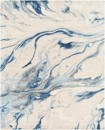 Kavita Handgemaakt Vloerkleed — Marineblauw / Lichtbeige | KVT-2315 - performance