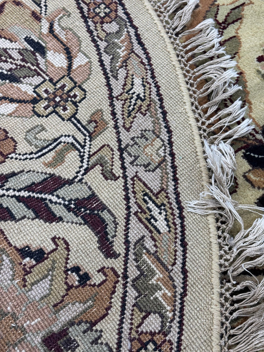 8' x 8' rond, met de hand geknoopt wollen vloerkleed - Ivoor/Beige/Multi