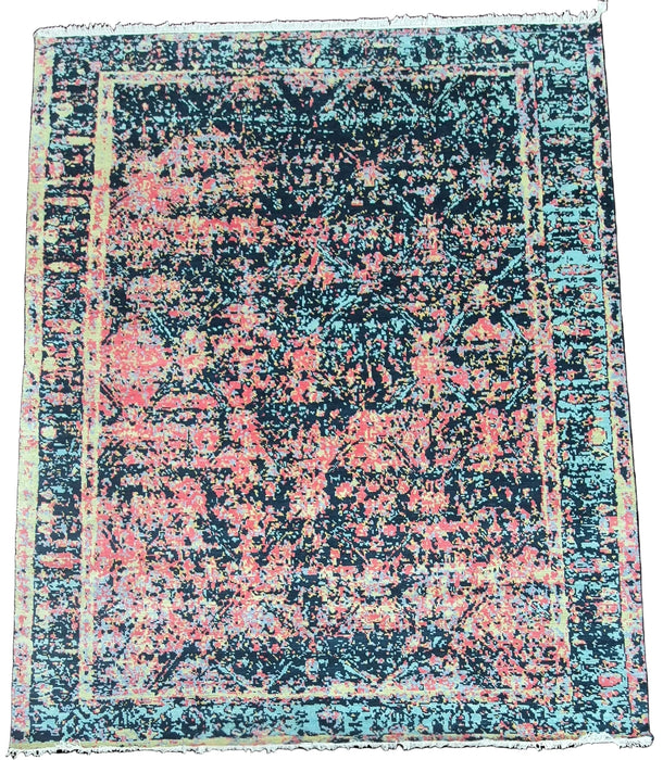8x10ft. Hand knotted carpet,Modern transistional design ,Teal Blue
