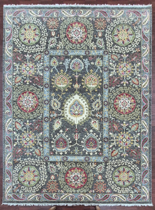 9x12 ft. Hand knotted carpet ,Oriental design ,pure hand spun wool ,Charcoal grey