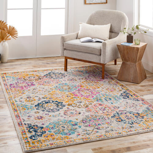 Livabliss Harput Machine Woven Rug — Multicolor Diamond Medallion | HAP-1018 - colour & pattern
