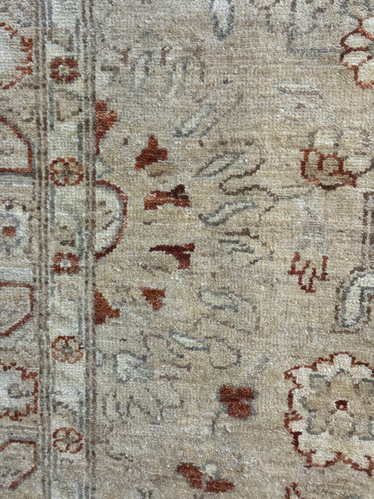 9'x12' Handgeknoopt Chobi wollen vloerkleed - Beige/Rood