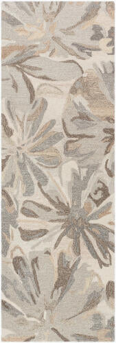 Athena handgemaakt wollen bloementapijt — Taupe | ATH-5150