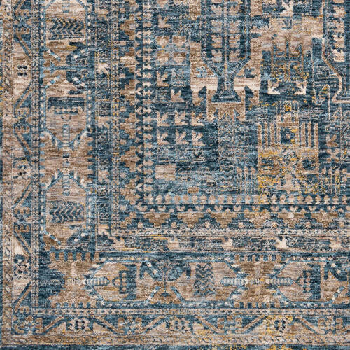 Livabliss Mirabel machinaal geweven vloerkleed — Denim / Camel | MBE-2301