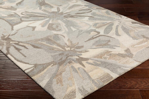 Athena handgemaakt wollen bloementapijt — Taupe | ATH-5150