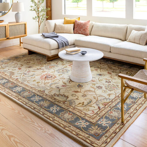 Caesar Handmade Wool Rug — Beige / Denim | CAE-1125