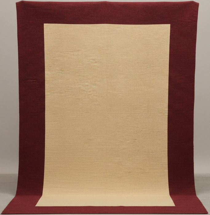 Hand-Knotted Gabbeh Wool Area Rug – Ivory Field with Burgundy Border – 8'3" x 11'4"