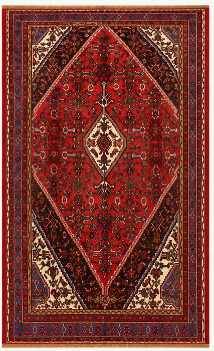 Handgemaakt Perzisch wollen vloerkleed 7x10 - Rood & Blauw Perzisch stijl vloerkleed - Exacte afmeting 9'11" x 7'4" - KBHM-1139