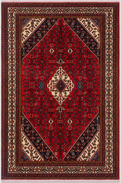 Handgemaakt Perzisch wollen vloerkleed 213x305 cm - Rood Perzisch tapijt met tribaal medaillon - Exacte afmeting 310 x 208 cm - KBHM-680