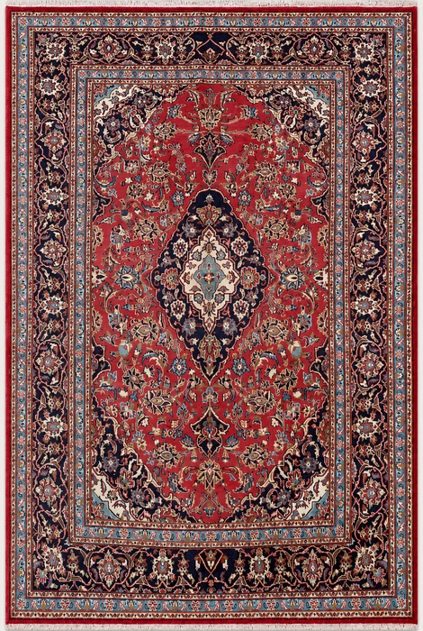 Handgemaakt Perzisch wollen vloerkleed 210x300 cm - Rood bloemrijk medaillon Perzisch stijl vloerkleed - Exacte afmeting 287 x 188 cm - KBHM-679