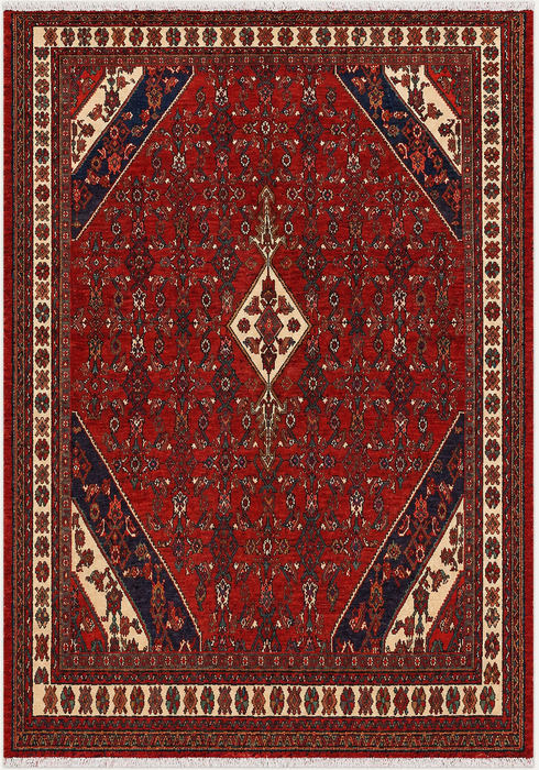 Handmade Persian Wool Area Rug 7x10 - Red Floral Medallion Persian Style Rug - Exact Size 9'2" x 6'10" - KBHM-663