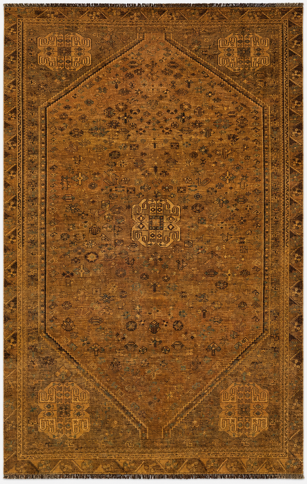 Handgemaakt Perzisch wollen vloerkleed 7x10 - Bruin tribaal geometrisch Perzisch stijl vloerkleed - Exacte afmeting 10'0" x 6'8" - KBHM-659