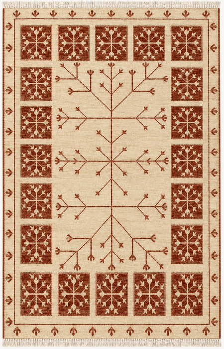 Handgemaakt Perzisch wollen vloerkleed 7x10 - Ivoor tribaal Tree of Life Chobi-stijl kleed - Exacte afmeting 7'10" x 5'10" - KBHM-633
