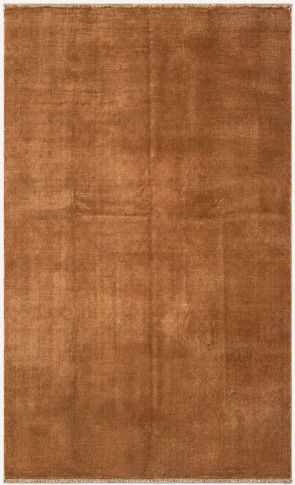 Handgemaakt Perzisch wollen vloerkleed 7x10 - Effen bruin minimalistisch Chobi-stijl vloerkleed - Exacte afmeting 9'4" x 6'7" - KBHM-619