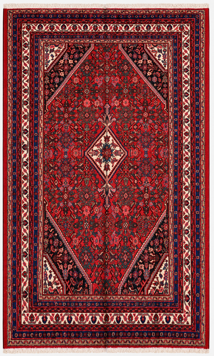 Handgeweven Perzisch wollen vloerkleed 213x305 cm - Rood, blauw & ivoor traditioneel Perzisch stijl vloerkleed - Exacte afmetingen 305 x 213 cm - KBHM-1091