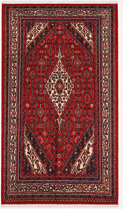 Handgemaakt Perzisch wollen vloerkleed 213x305 cm - Rood, ivoor & marineblauw traditioneel medaillon Perzische stijl kleed - Exacte afmeting 312 cm x 203 cm - KBHM-1176