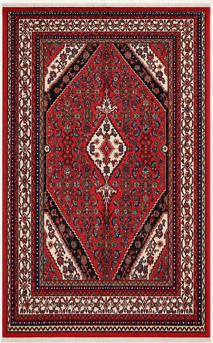 Handgemaakt Perzisch wollen vloerkleed 210x305 cm - Rood, ivoor & marineblauw traditioneel geometrisch medaillon Perzisch stijl kleed - Exacte afmetingen 315 cm x 211 cm - KBHM-1043